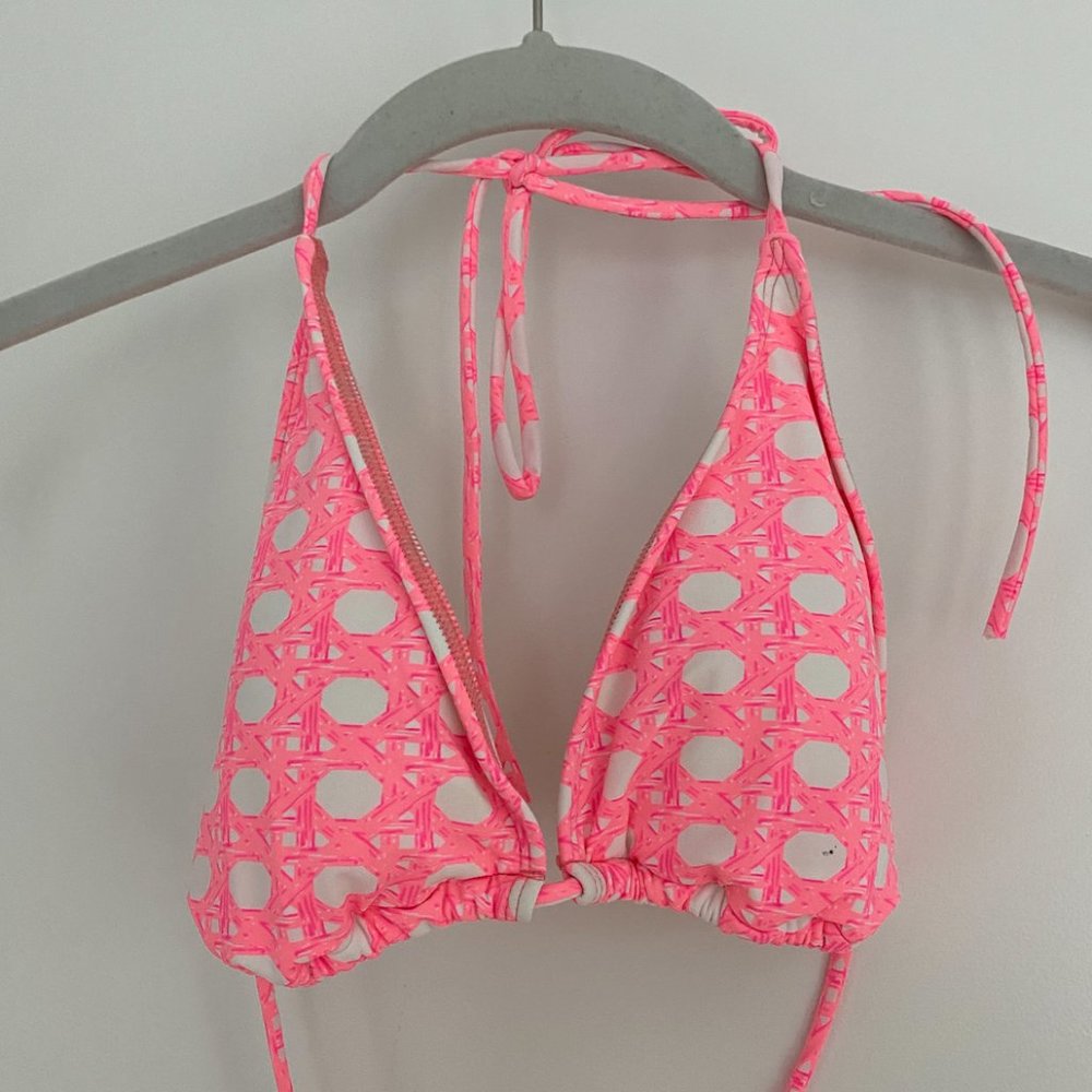 Neon pink and white bikini